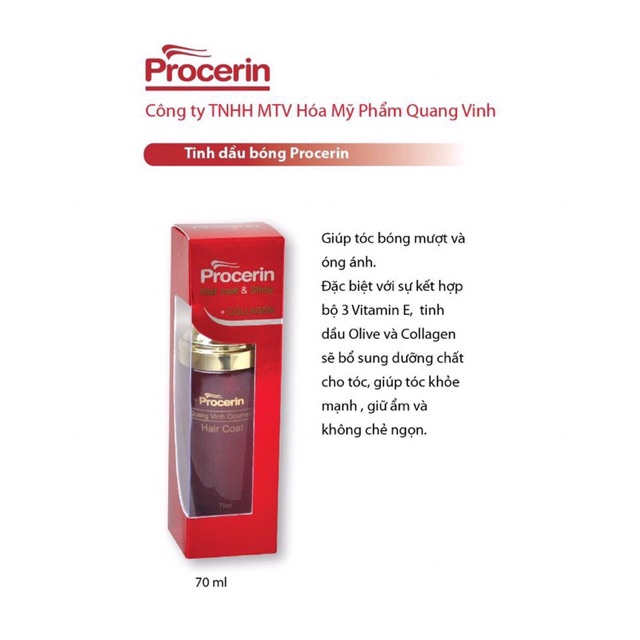 Tinh dầu dưỡng tóc cao cấp Procerin cung cấp collagen, dầu argan dành cho tóc uốn