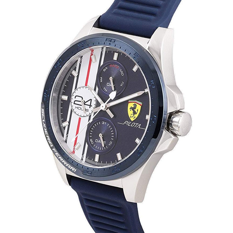 Đồng Hồ Ferrari Nam Dây Cao Su Pin-Quartz 0830660 - Mặt Xanh (45mm)