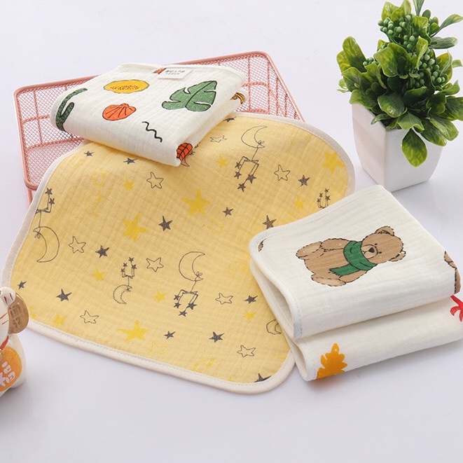 Khăn mặt xô musilin, khăn sữa xô 4 lớp dành cho bé có quai treo tiện lợi - Y23