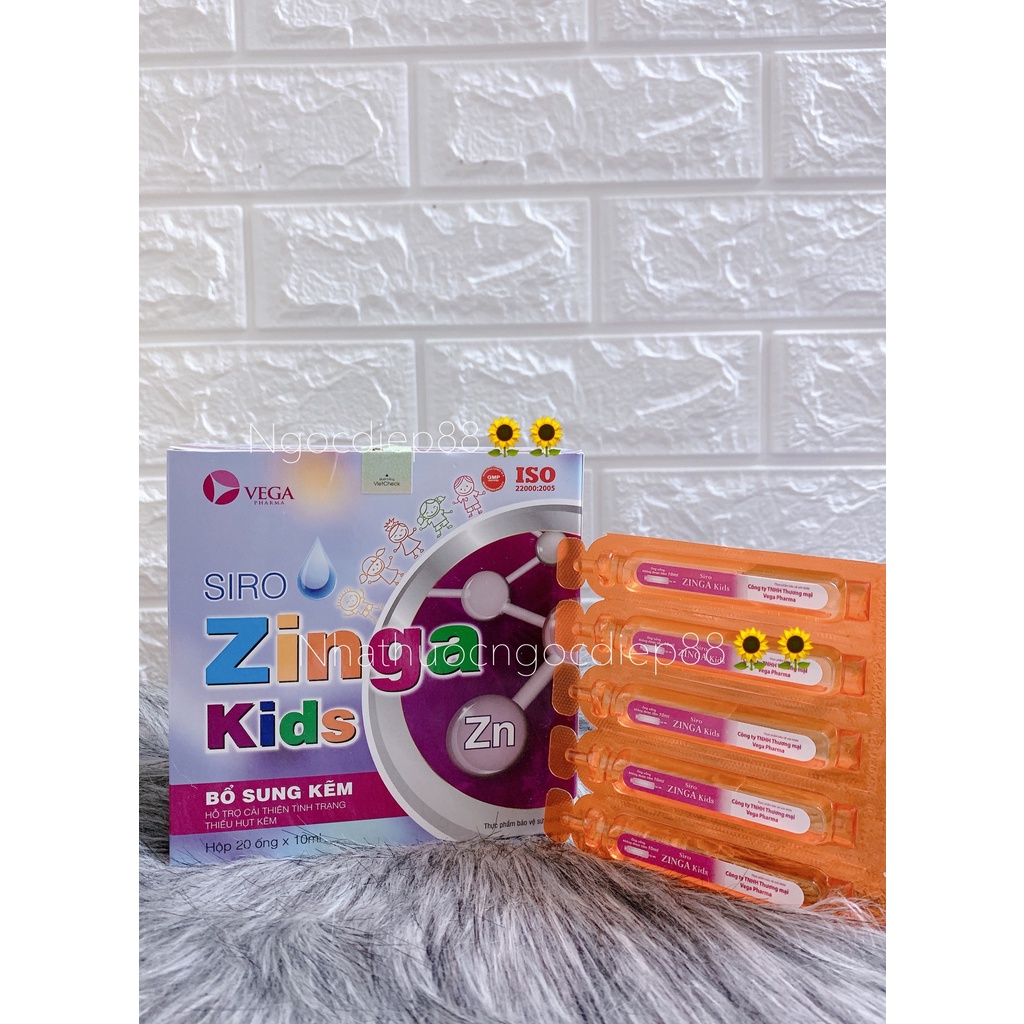 Kẽm ống Siro ZINGA KIDS giúp tăng sức đề kháng, hấp thu tốt,cải thiện tình trạng thiếu hụt kẽm (Hộp 20 ống )