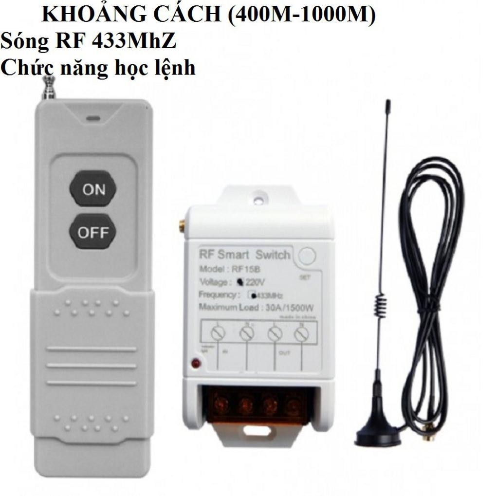 Công tắc điều khiển từ xa công suất lớn 30A/220V sóng Radio RF 433Mhz khoảng cách 500-1000M (RF Smart Swich 1000M)