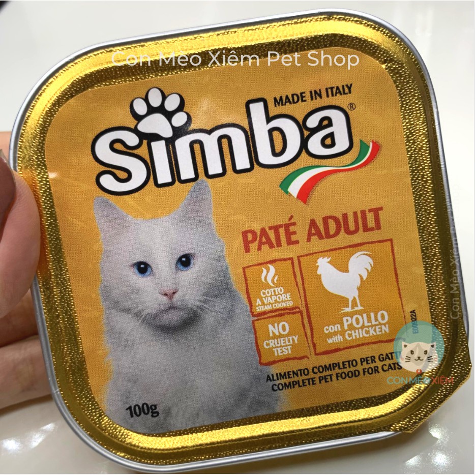 Pate cho mèo Simba italy lon 100g, thức ăn lon vị gà cá ngừ tăng cân mập mèo ốm còi Con Mèo Xiêm