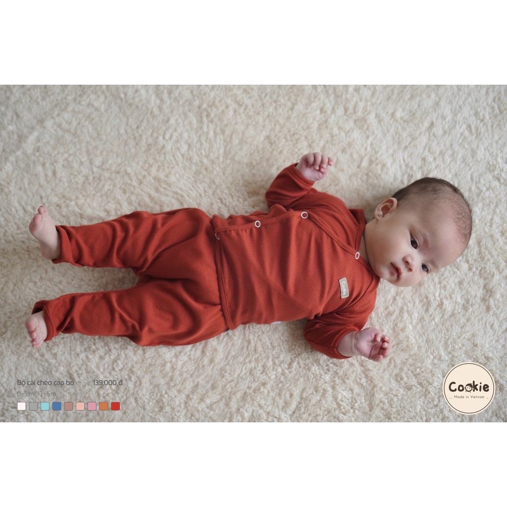 Set sơ sinh cài chéo Cookie thu đông  cho bé
