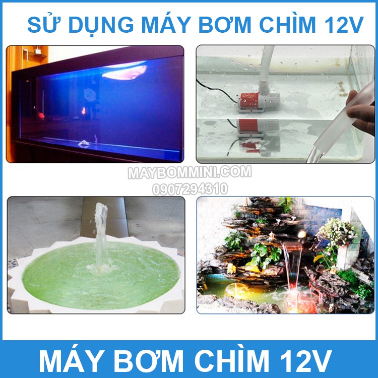 Máy Bơm Chìm Hồ Cá 12V 1000L DC-02B Không Chổi Than