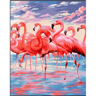 TRANH SƠN DẦU SỐ HÓA HÌNH HỒNG HẠC DV020 - TRANH TỰ TÔ THEO SỐ CÓ CĂNG SẴN KHUNG