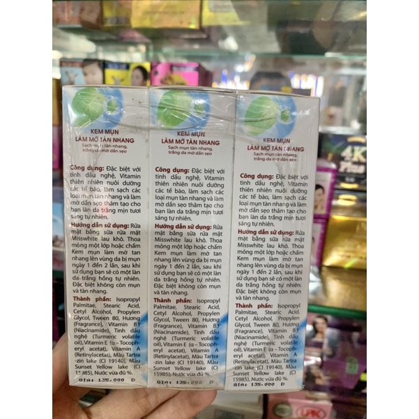 kem sạch mụn Miss white trắng chai 22g