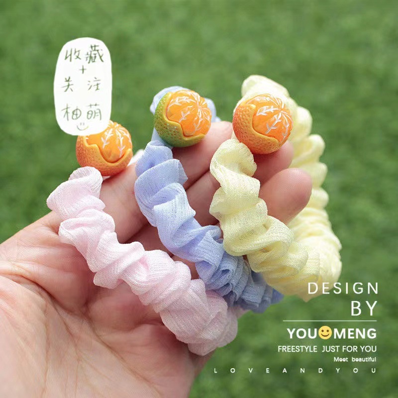 Dây Buộc Tóc Cao Su 2022 Màu Cam Thiết Kế Đơn Giản Thời Trang