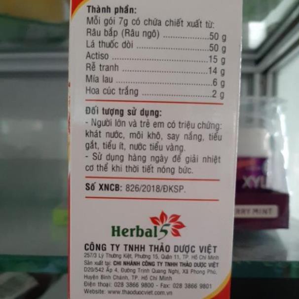 Bột nước mát hebarcool ( herba cool / herbacol) hộp 10 gói