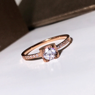 Nhẫn Titan Màu Vàng Hồng Đính Đá Zircon Thời Trang Cho Nữ