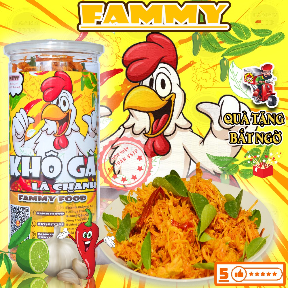 Khô gà lá chanh 300G FAMMY, đồ ăn vặt Đà Lạt vừa rẻ vừa ngon