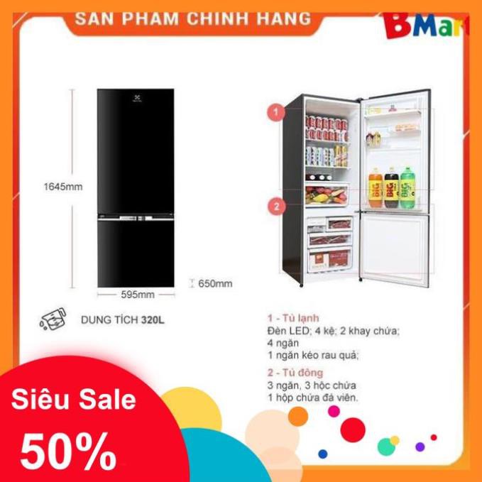 [ FREE SHIP KHU VỰC HÀ NỘI ] Tủ lạnh Electrolux 320 lít ngăn đá dưới EBB3400H-H  - BM NEW