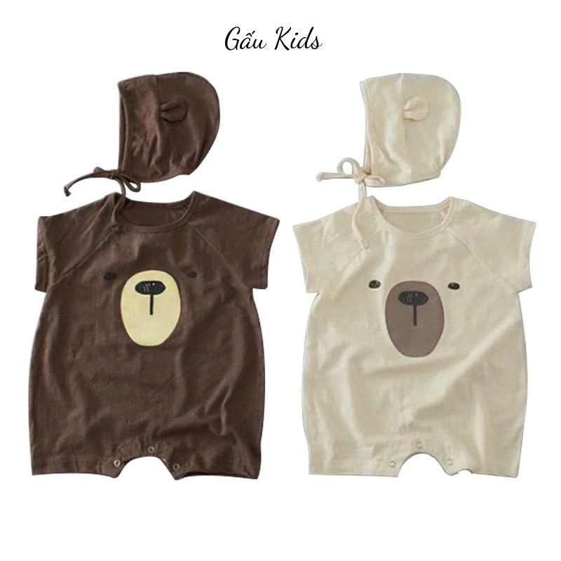Bodysuit cho bé trai bé gái mùa hè vải cotton an toàn từ sơ sinh size 3 - 14kg kèm mũ TE01