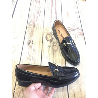 Giầy tây nam hàn quốc đen đai kim loại da bóng( Chất Store )