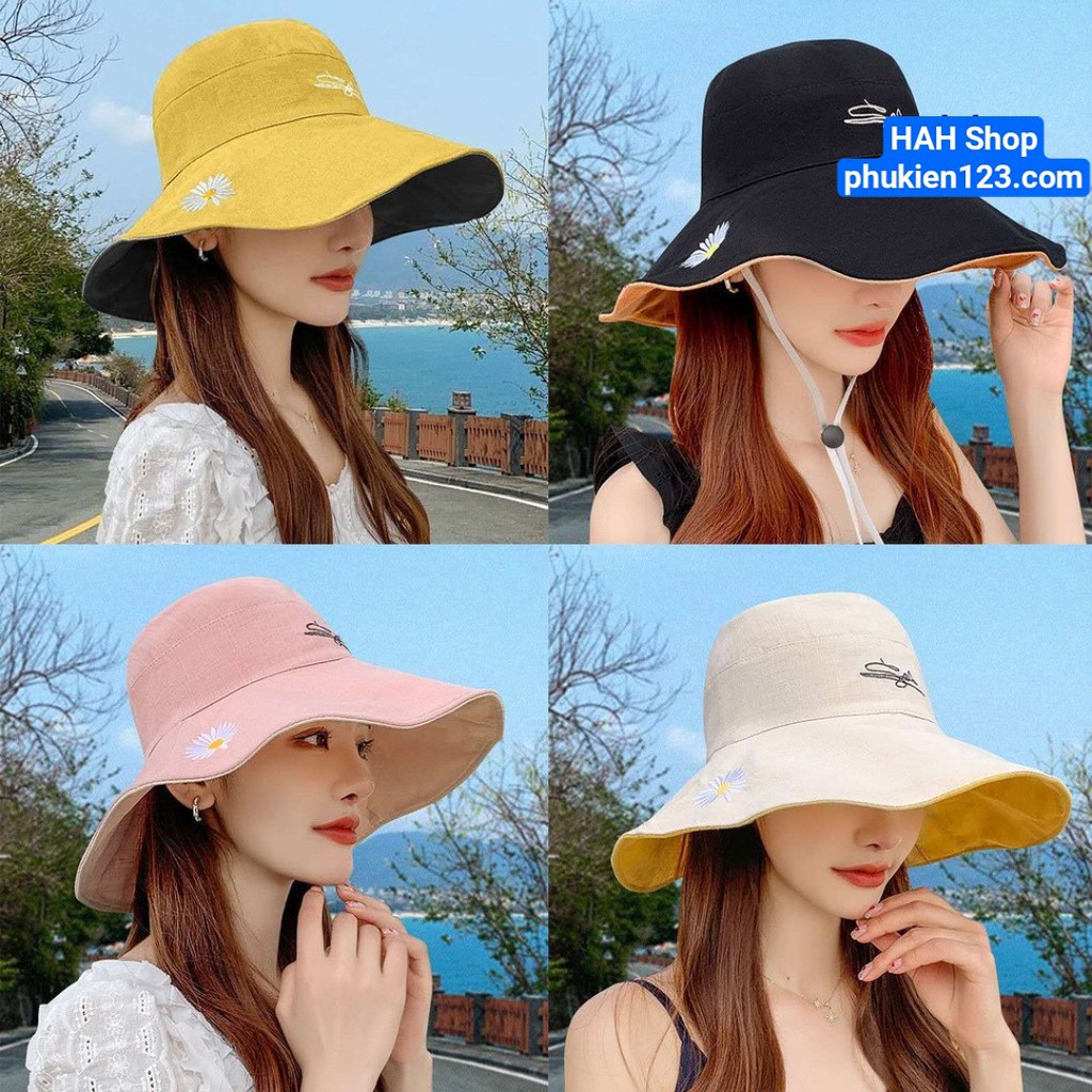 Mũ Hoa Cúc Tai bèo Hai Mặt Vành rộng chống tia UV phong cách Hàng Quốc hot trend 2021