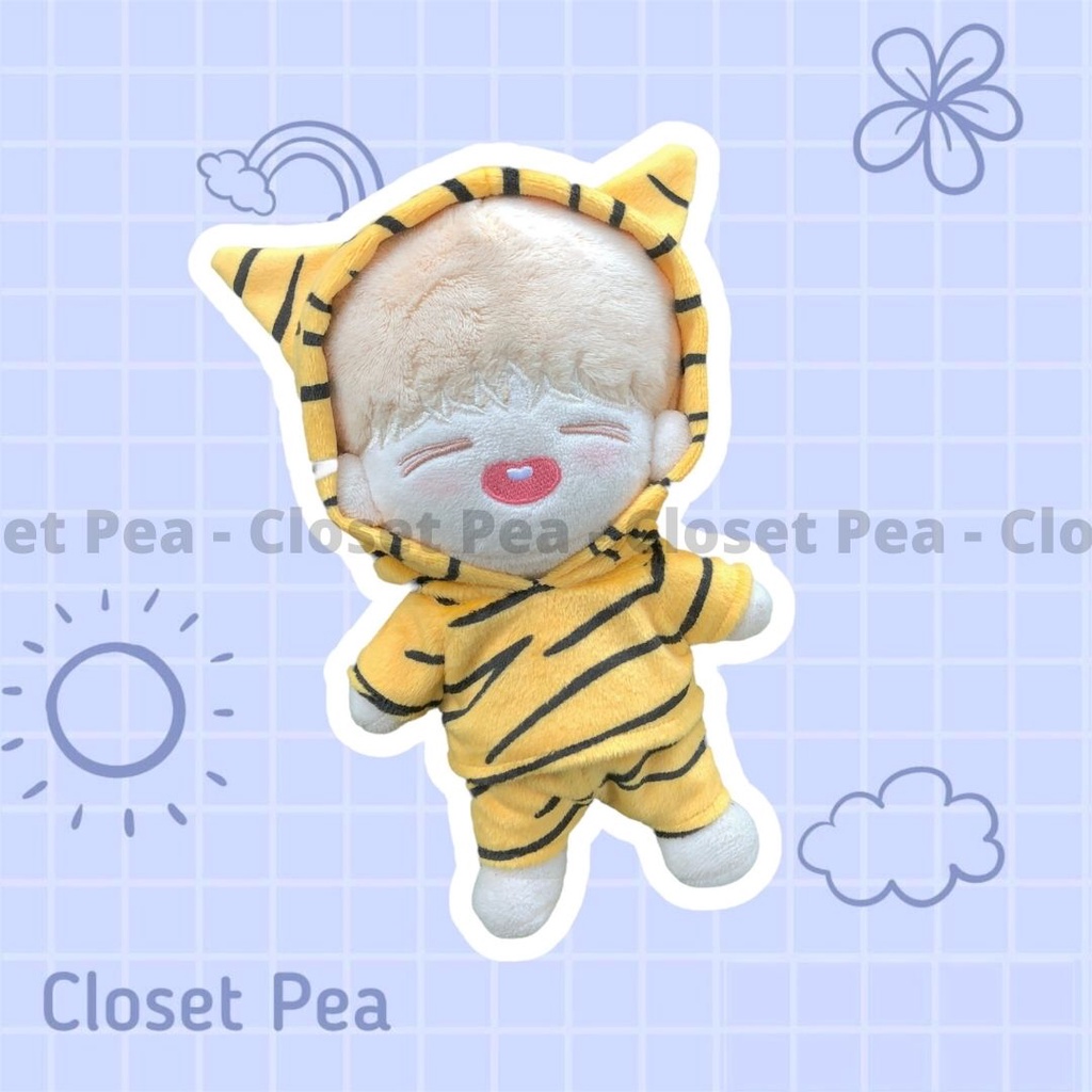 Bộ đồ hoodie hoạ tiết chú hổ con có tai cho doll 20cm