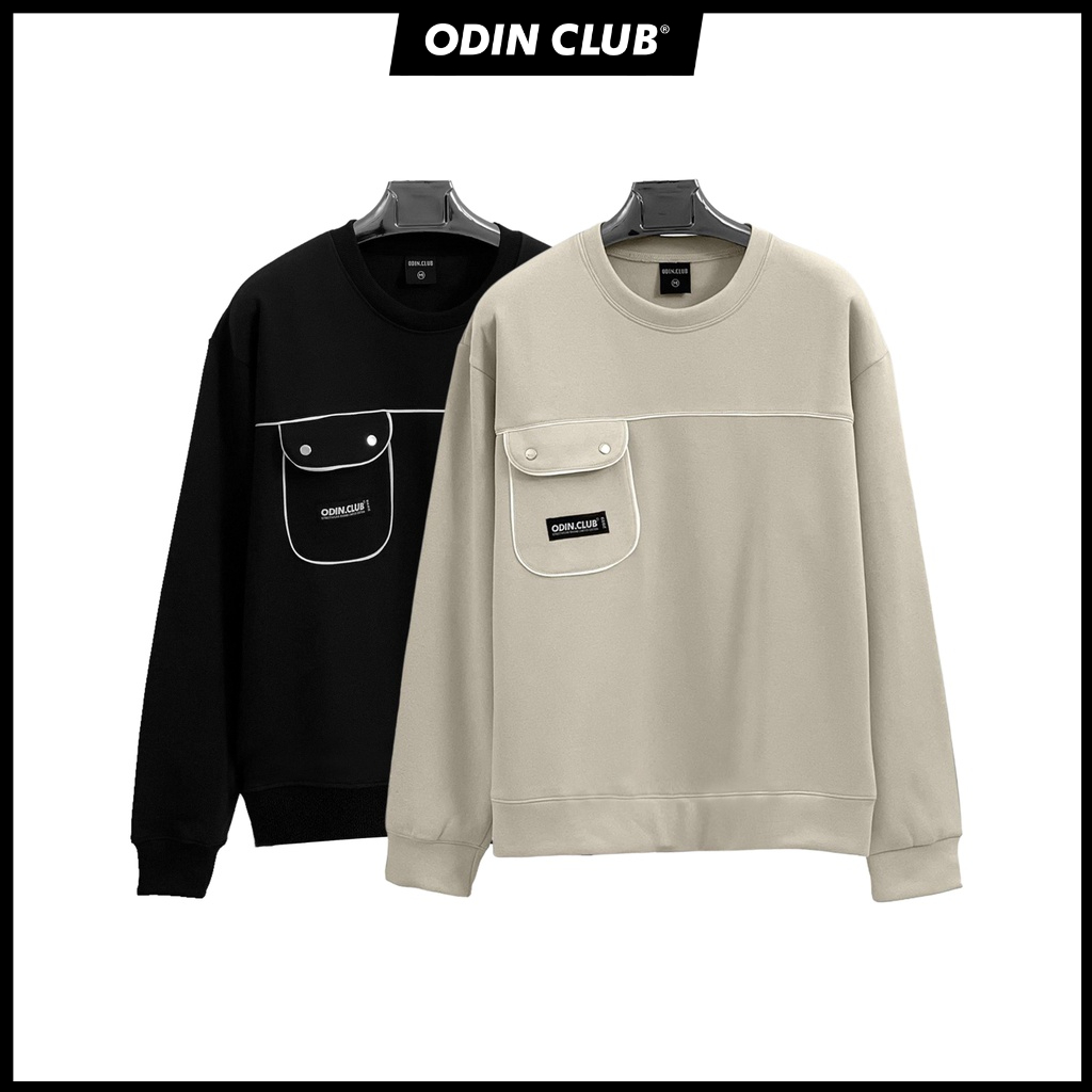 Áo Sweater Oversize ODIN CLUB Line Box, Sweater phối túi trước ngực phong cách Hàn Quốc, Local Brand ODIN CLUB
