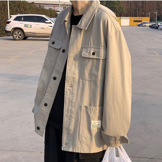 Áo sơ mi form rộng ulzzang unisex hàn quốc, Áo sơ mi khoác ngoài nam oversize phối túi học sinh đi họdidu lịch công sở