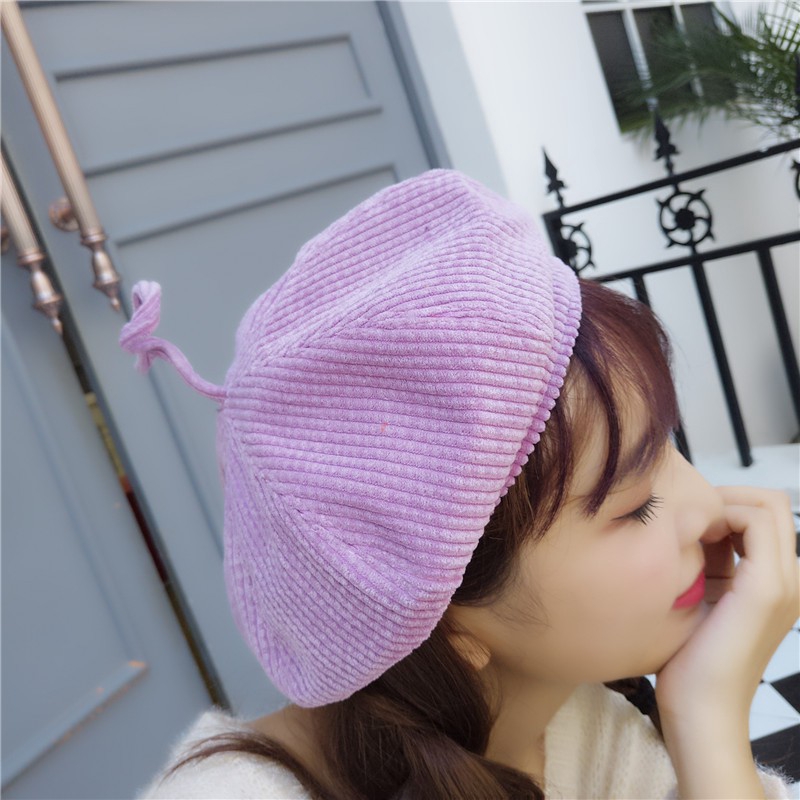 Mũ Beret Nhung Có Ăng Ten Phong Cách Hàn Quốc Cho Nữ