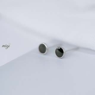Khuyên tai bạc nụ đá đen