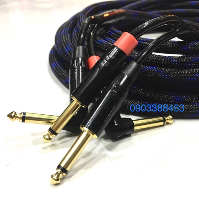 Dây Jack 6 ly nhạc cụ 5m Organ dây 6 li Jack mono 6.35mm dây cao cấp loại áo giáp