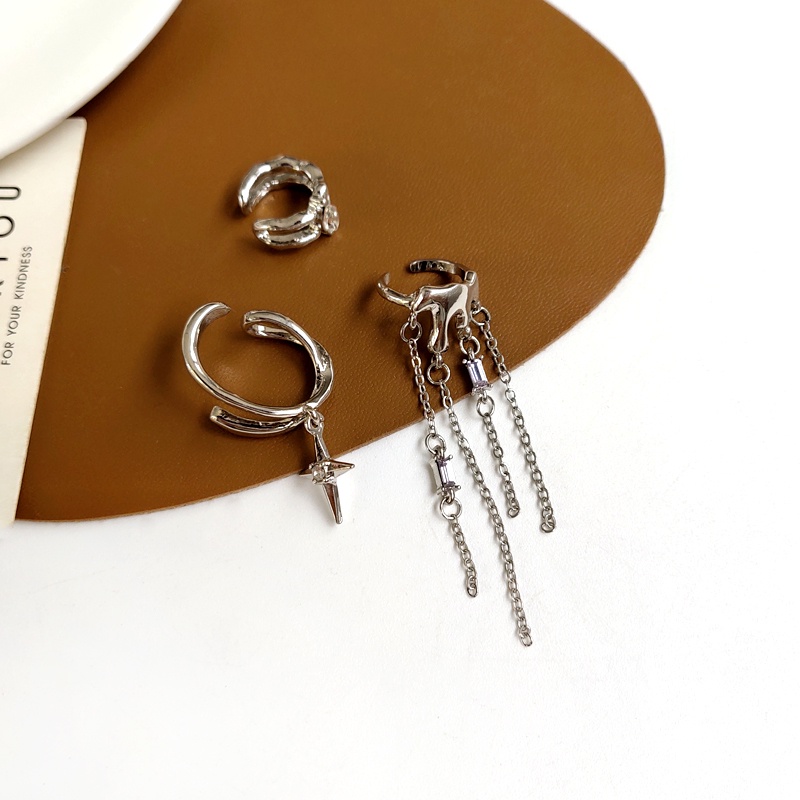 Bộ Khuyên Tai Kẹp Vành Tai Không Xỏ Lỗ Hình Ngôi Sao Ngọt Ngào Cá Tính Phong Cách hip hop