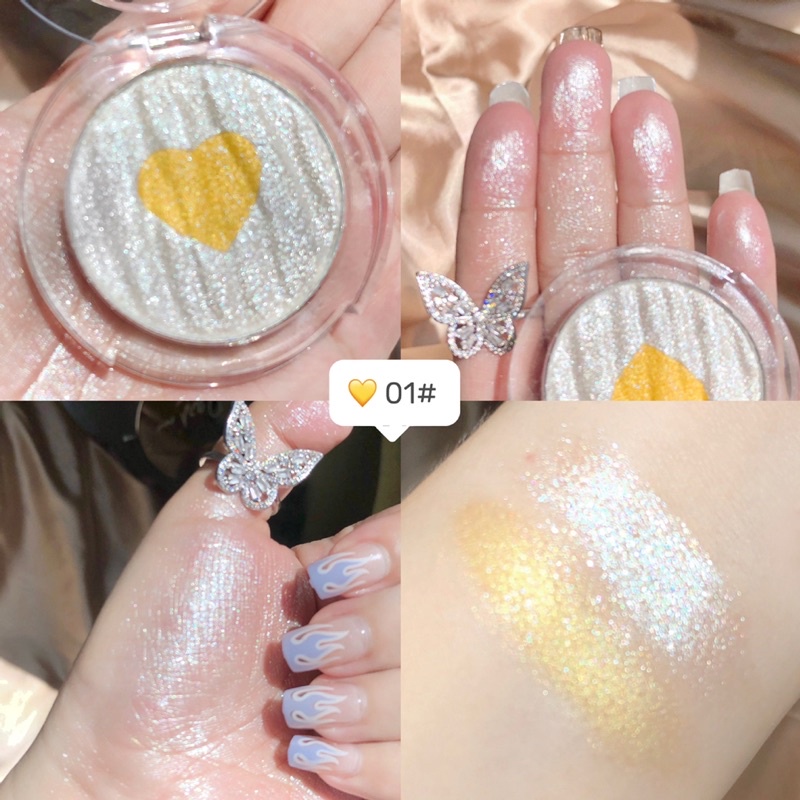 Phấn má hồng kèm nhũ highlight trang điểm bling bling Ulzzang xinh xắn