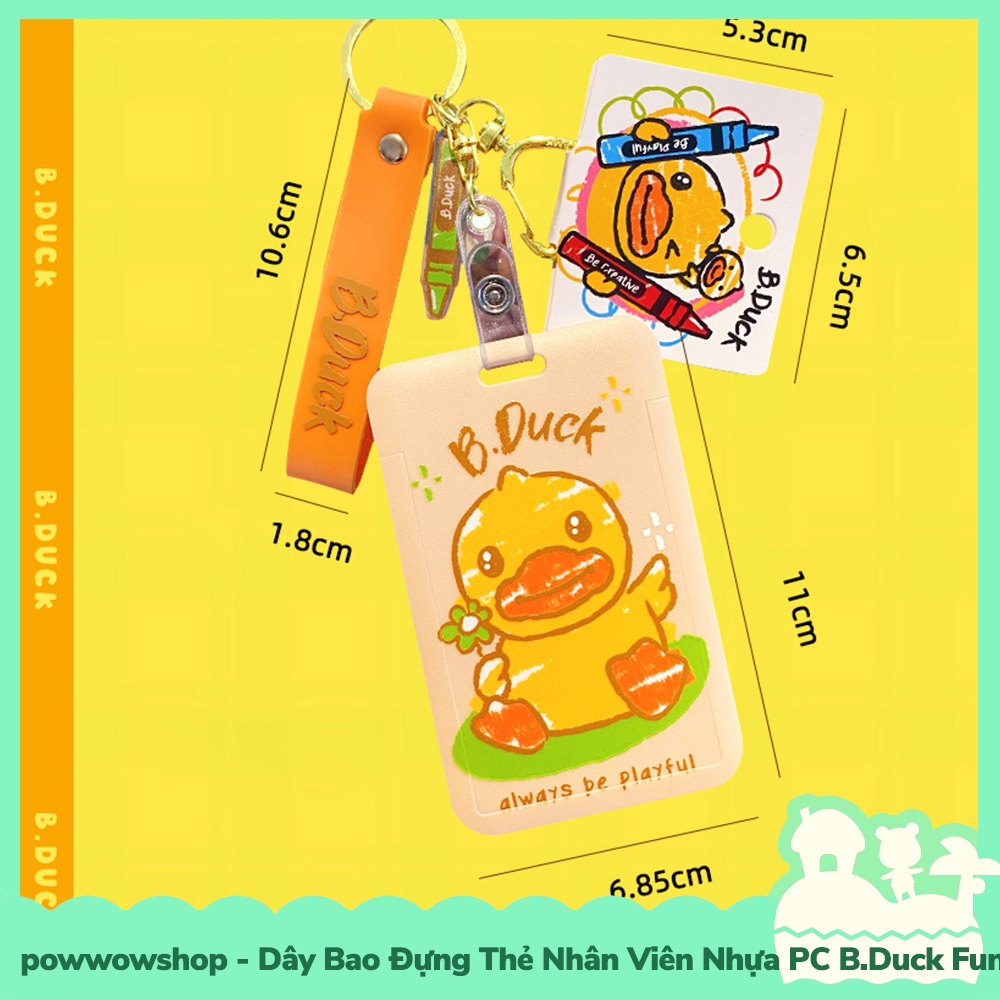 [Sẵn VN - Hỏa Tốc] Dây Móc Khóa Bao Đựng Thẻ Nhân Viên Nhựa PC+Acrylic Mẫu B.Duck Vịt Vàng Vui Nhộn