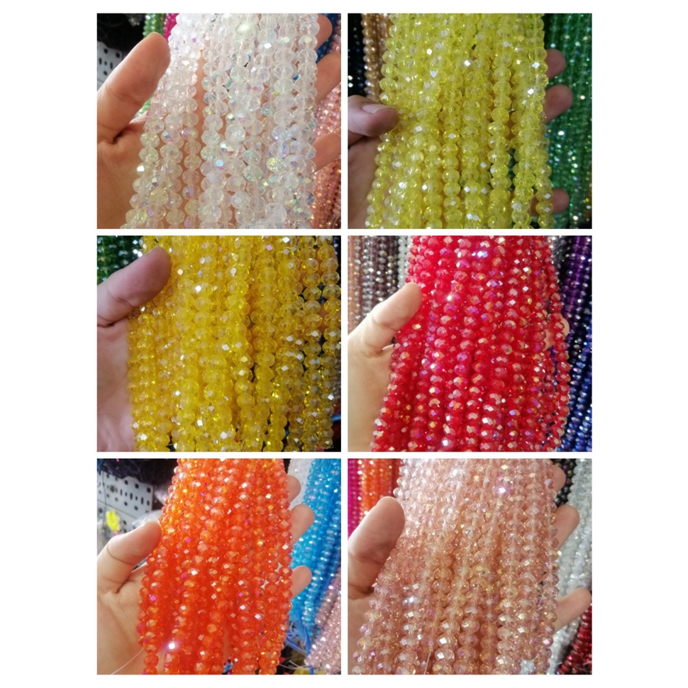 1dây pha lê hình bánh cam (tròn lùn) 6mm -khoảng 95 viên