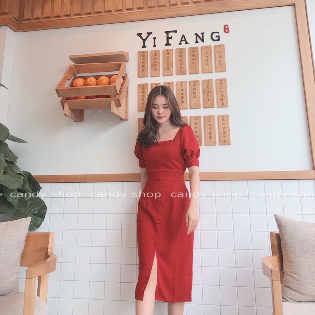 ĐẦM CỔ VUÔNG NÚT BỌC- Đơn giản mà cực kỳ duyên dáng là đây!