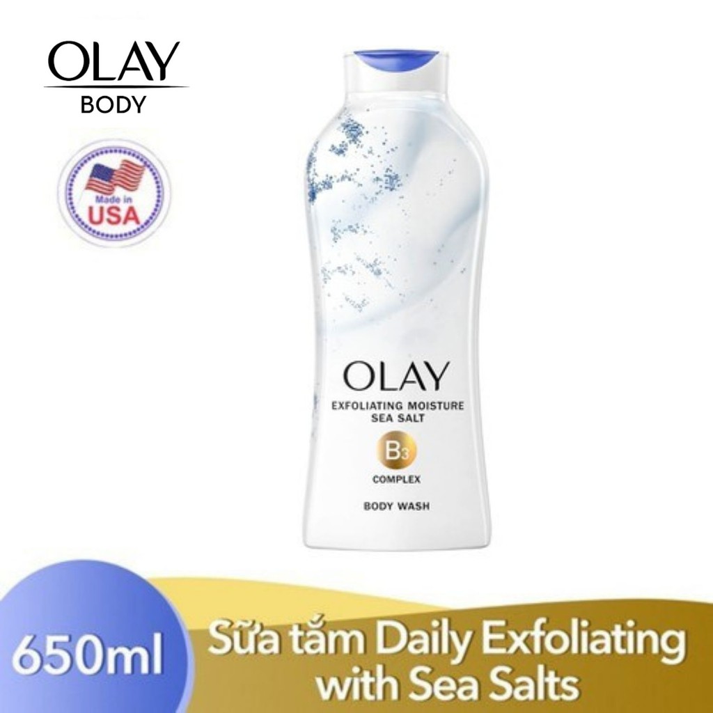 Sữa tắm Olay Body Hương Muối Biển - wash Daily Exfoliating With Sea Salts USA 650ml