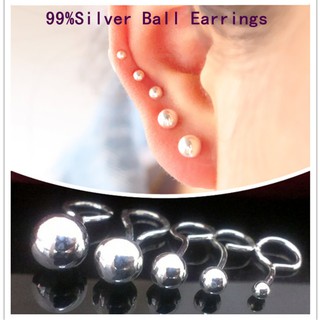 Bông Tai Hạt Tròn Bóng Bạc Thời Trang S925 MD006