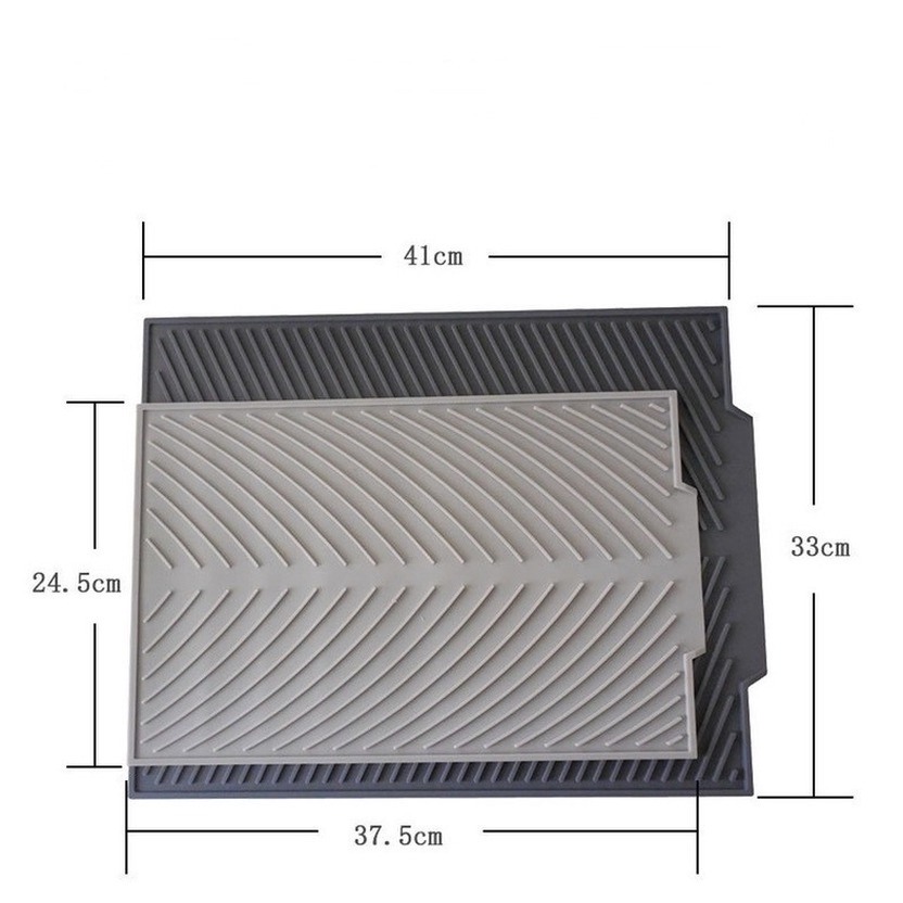 Thảm Silicone Phơi Khô Chén Dĩa Hình Chữ Nhật Chịu Nhiệt Chống Trượt41*33cm  Dụng cụ nhà bếp thoát nước đa chức năng