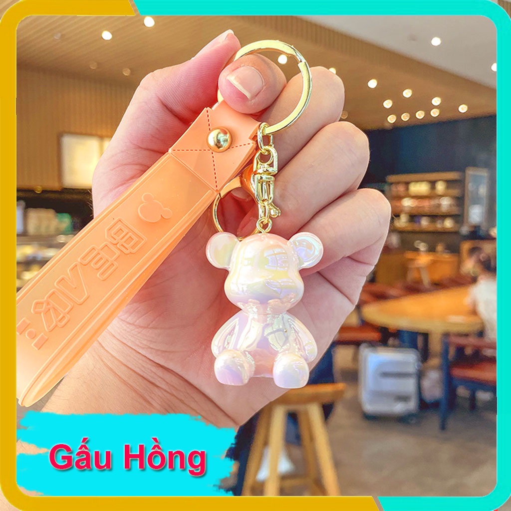 Móc Khóa Gấu Hàn Quốc Dễ Thương, Mạ Điện Hình Búp Bê Cao Cấp,Treo Trên Balo, Túi Xách KB03