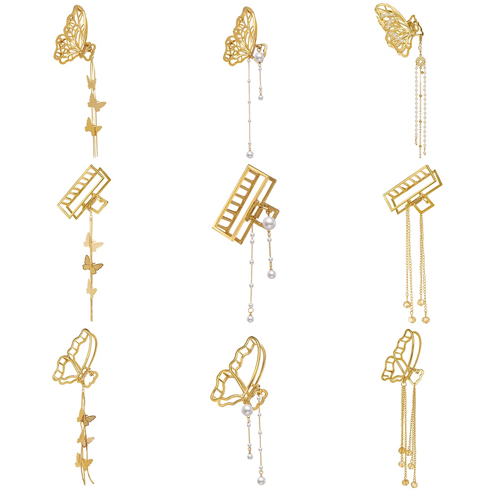 Kẹp tóc iF YOU bằng kim loại hình bướm phối ngọc trai thời trang cho nữ