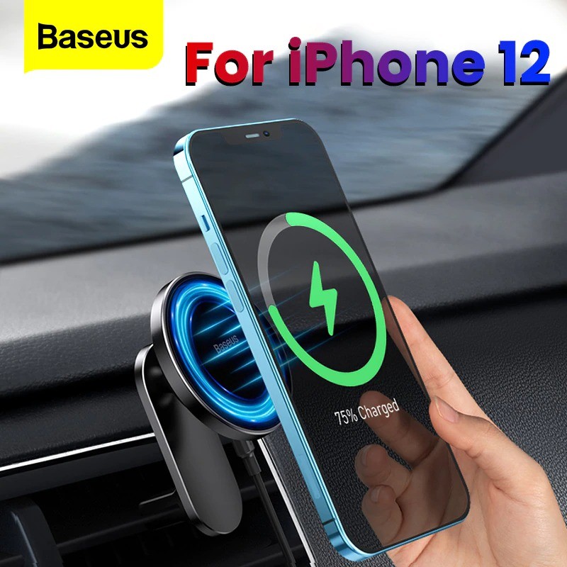 Giá đỡ điện thoại Baseus tích hợp sạc không dây sử dụng trên ô tô, để trên taplo hoặc kẹp cửa gió cho điện thoại iPhone | BigBuy360 - bigbuy360.vn
