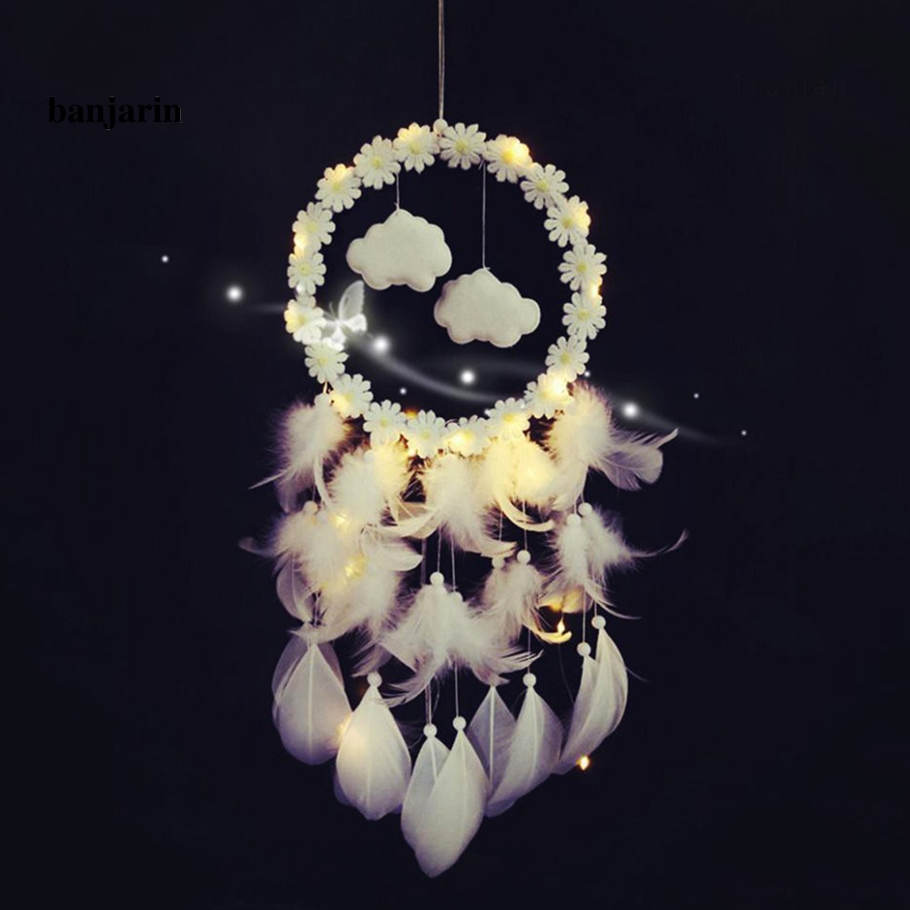 Dreamcatcher Hình Đám Mây Có Đèn Led Treo Tường Trang Trí Phòng Ngủ