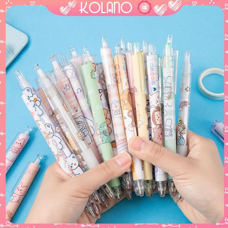 [Bộ 6] Bút gel bấm KOLANO combo 6 bút bi gel ngòi 0.5mm nhiều màu cao cấp mực đều SP-001376