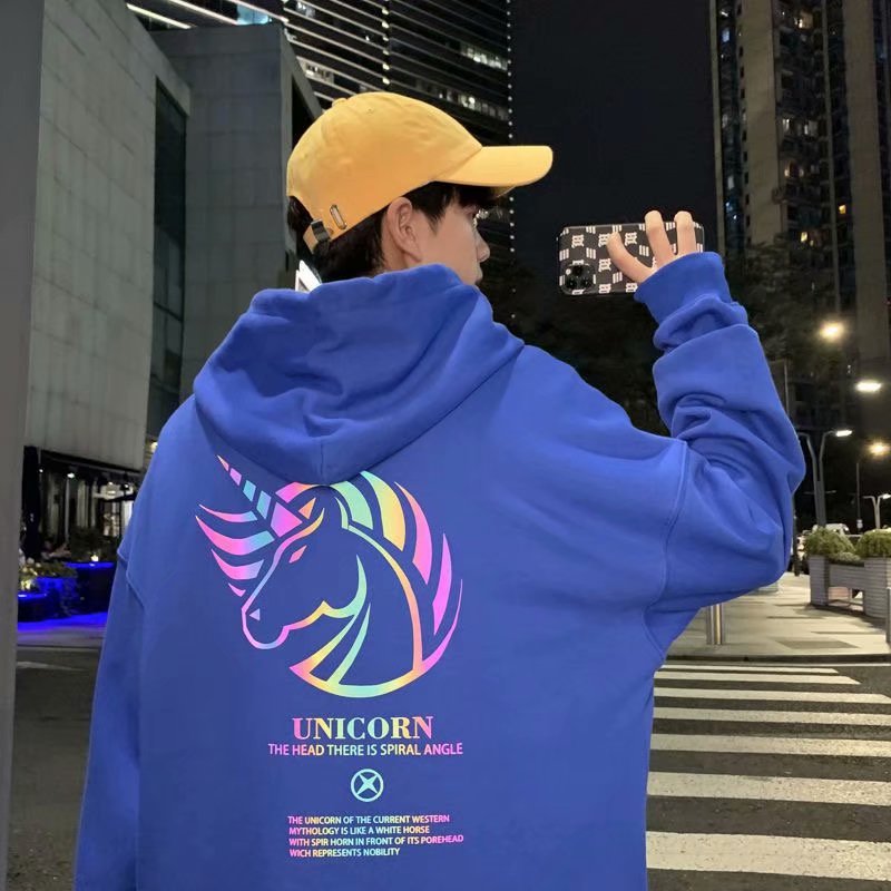 Áo hoodie tay dài dáng rộng in hình kỳ lân gồm 5 màu sắc | BigBuy360 - bigbuy360.vn