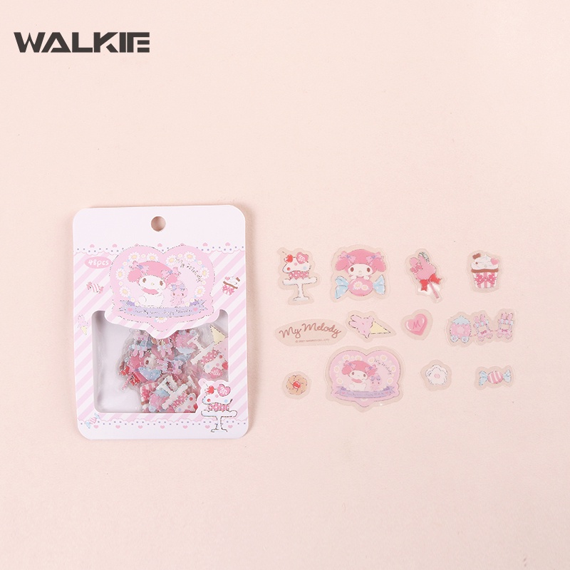 Túi 16/48 Nhãn Dán Họa Tiết Hoạt Hình Melody Cinnamoroll Kuromi Đáng Yêu Bằng PVC DIY