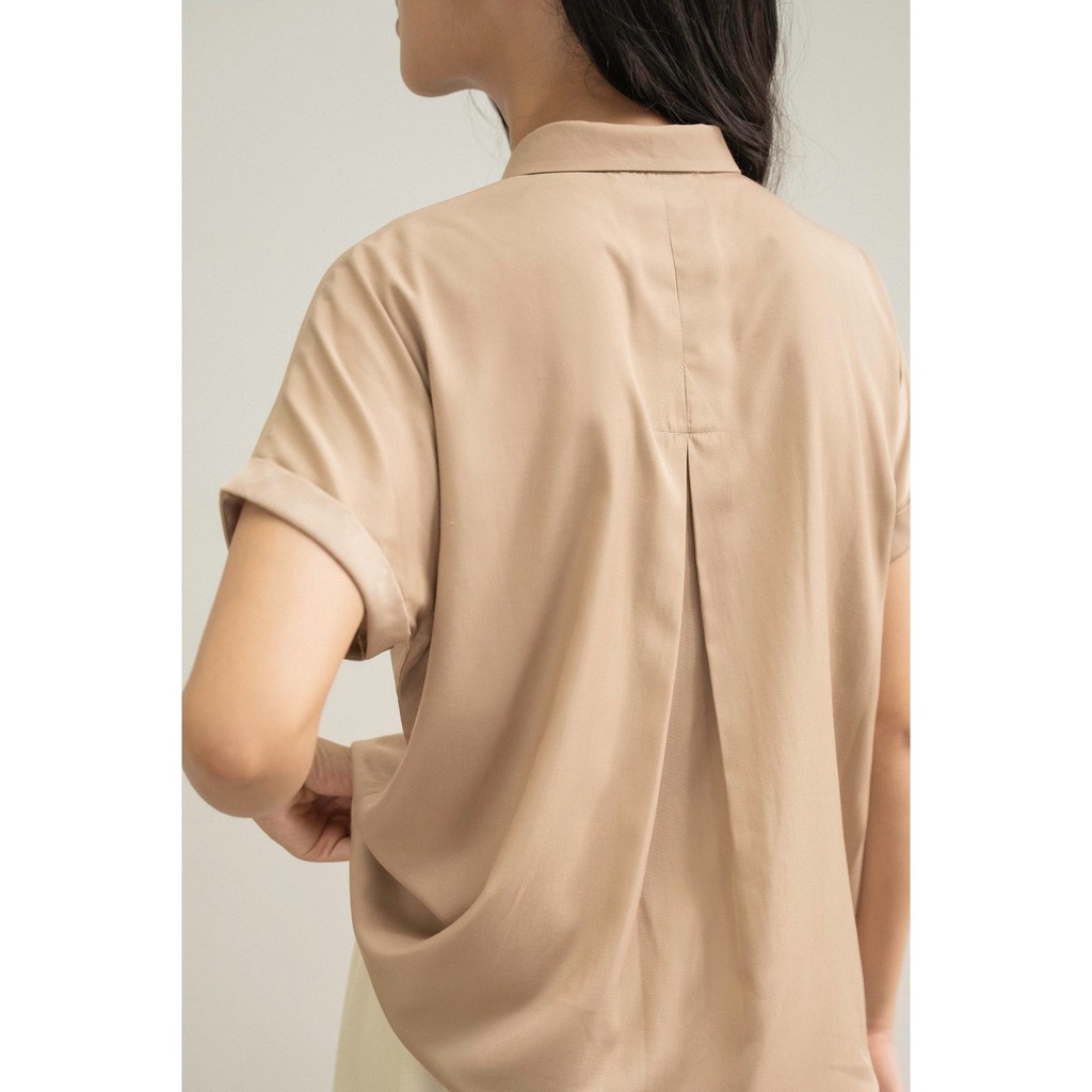 Áo sơ mi basic tay ngắn nữ MADELEN cánh dơi nhiều màu vải tơ lụa phong cách công sở | BigBuy360 - bigbuy360.vn