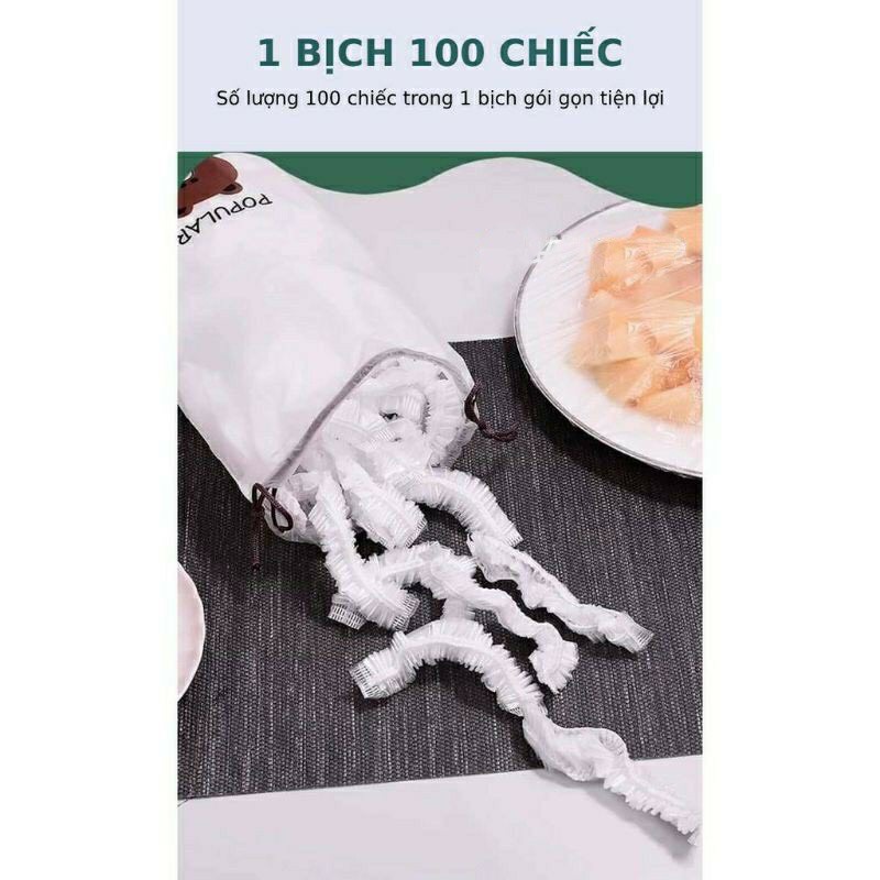 Set 100 màng bọc thực phẩm tặng túi gấu dây rút siêu dễ thương
