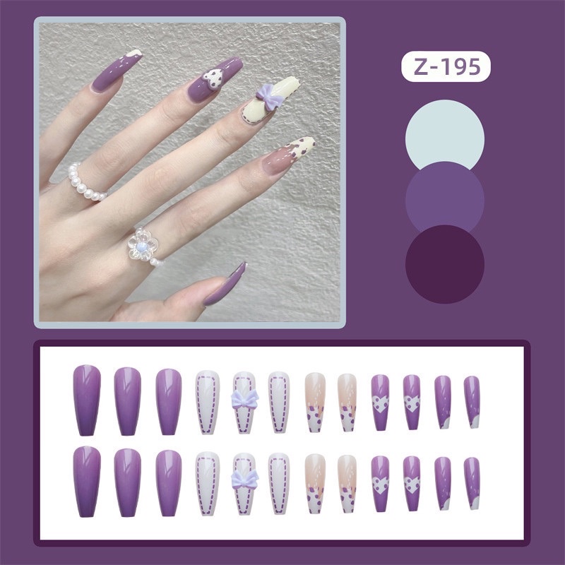 Set 24 móng giả D337 đính đá cao cấp ( tặng kèm keo và dũa )