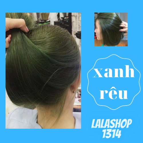 thuốc nhuộm tóc xanh rêu không cần thuốc tẩy tóc màu lên đều không mùi