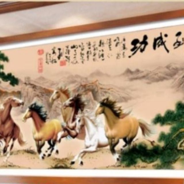 sale sốc Tranh thêu chữ thập mã đáo thành công khổ lớn kt 241*94cm tranhđẹp