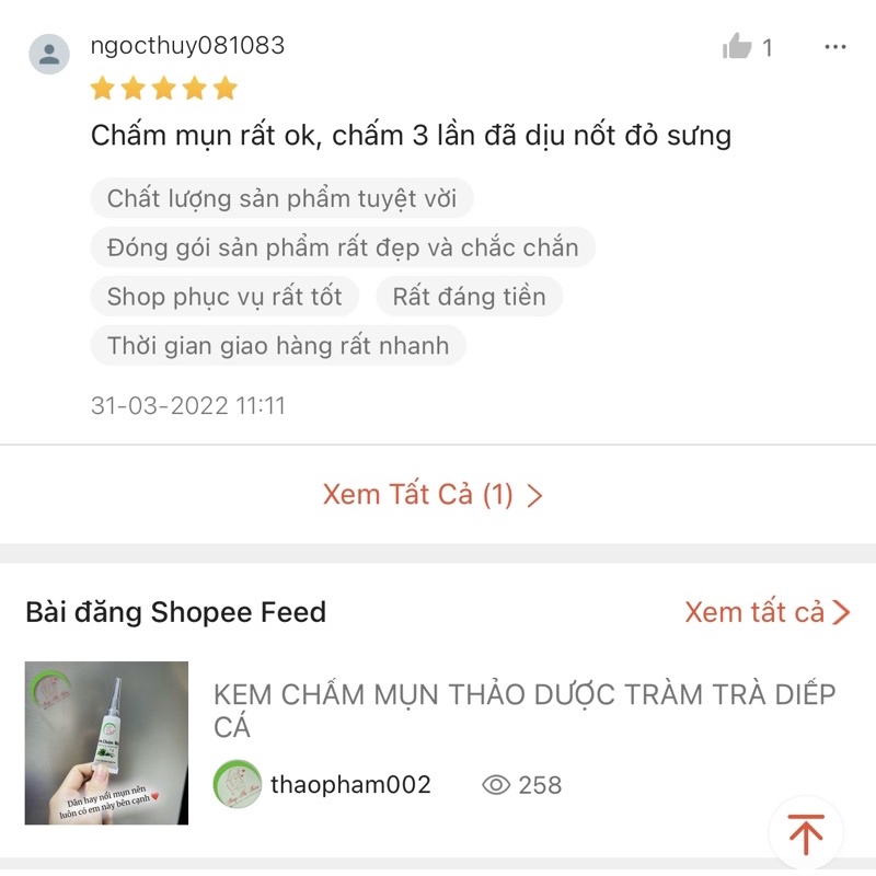 KEM CHẤM MỤN THẢO DƯỢC TRÀM TRÀ DIẾP CÁ