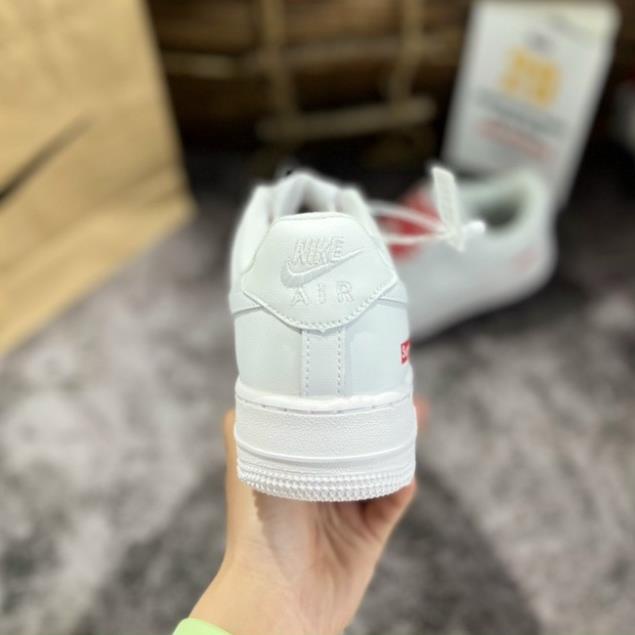 Giày Air_Force 1 Low Trip White Red Supreme/Af1 Full Trắng Dây Đỏ Chuẩn Trung + BOX BẢO VỆ