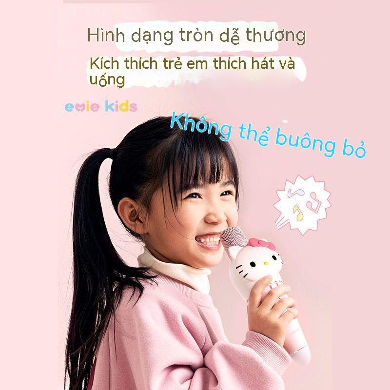 Micro trẻ em HelloKitty, micro cầm tay, micro karaoke tai chó lớn, máy đa năng âm thanh bluetooth không dây, quà tặng cho bé gái