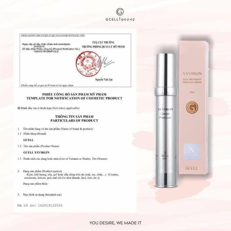 Kem làm hồng nhũ Hoa XXVirgin N chính hãng Gcell xoá thâm