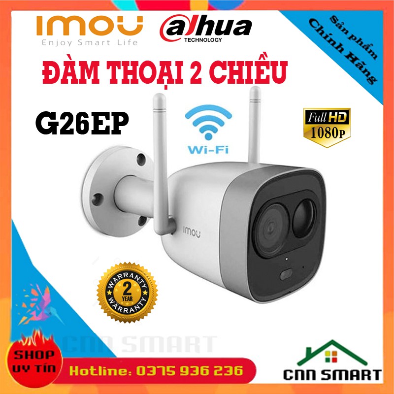 Camera IP 2M WiFi Ngoài Trời IMOU G26EP 1080P FULLHD Còi Hú Báo Động, Chống nước IP67, Báo động PIR - Chính hãng BH24TH