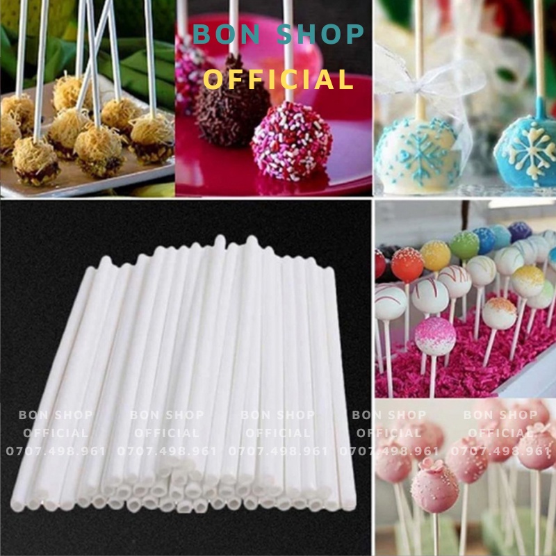SET 100C Que Cắm Nhựa Dùng cho Kẹo Mút và Topper Giấy